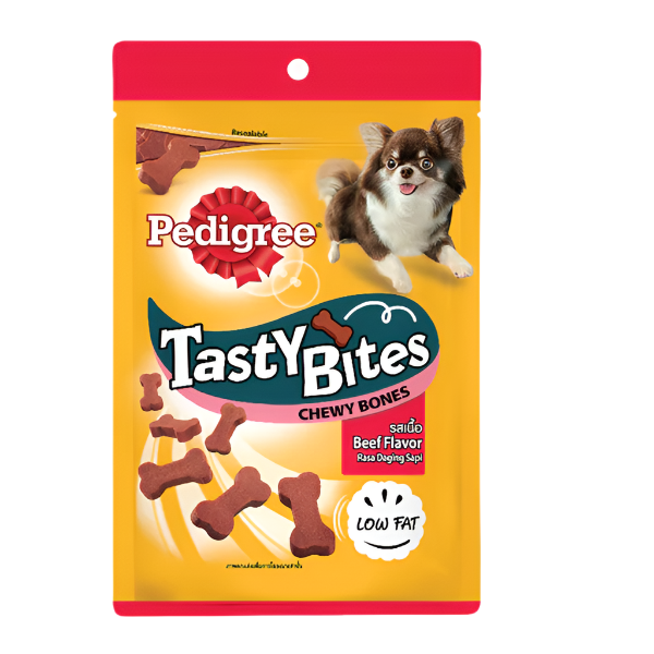 Pedigree Tasty Bites Chewy Bones Beef Dog Treats 50g