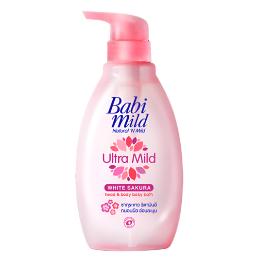 Babi Mild Ultra Mild White Sakura Head & Body Baby Bath Size 400ml