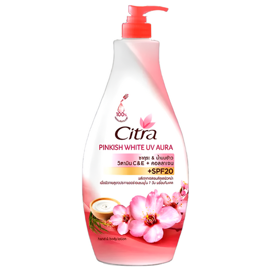 Citra Pinkish White UV Aura Sakura + Rice Milk SPF20 Hand And Body Lotion Size 400ml