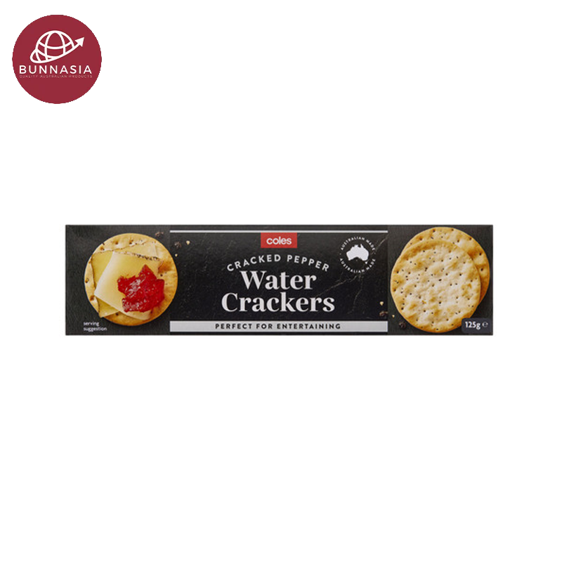 Coles Crackers Water Crackers Cracked Pepper 125g