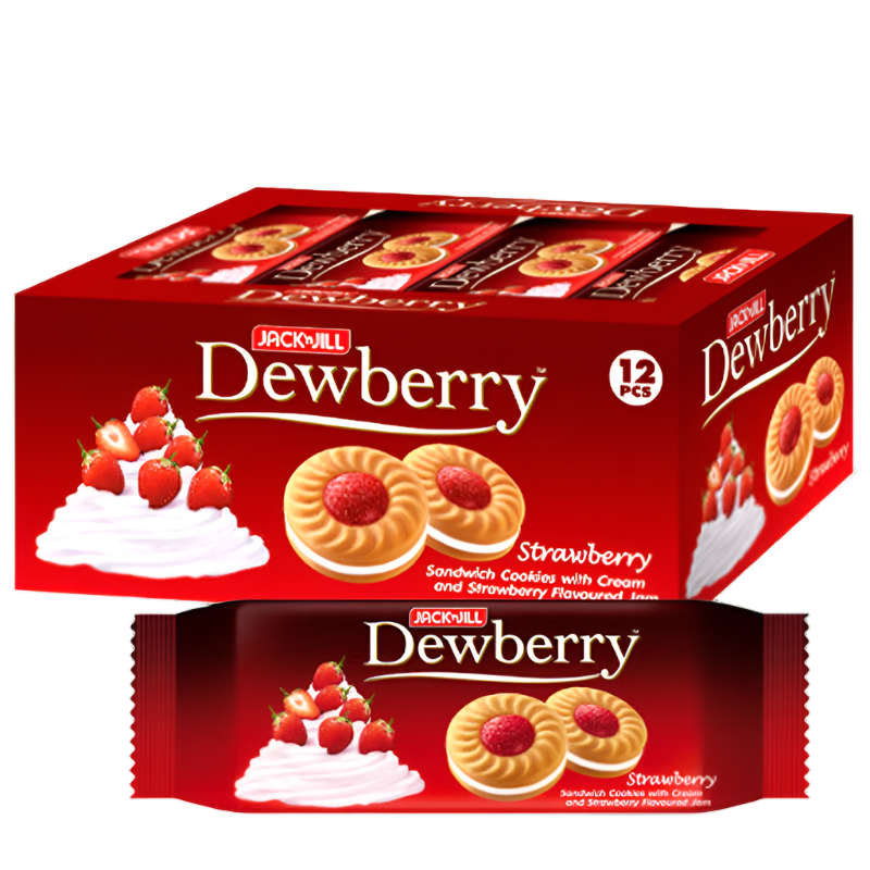 Dewberry Sandwich Cookies with Cream & Strawberry Flavoured Jam Size 432g Pack of 12pcs