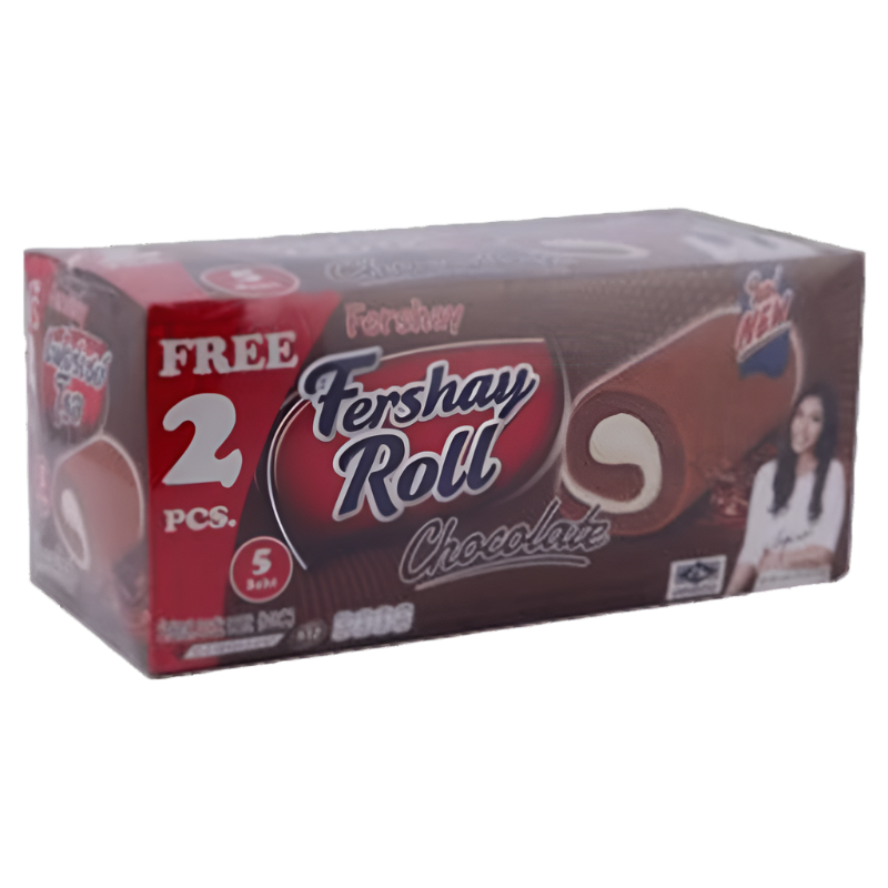 Fershay Roll Chocolate Flavoured Cake Roll Filled With Cream 240g Pack of 12pcs