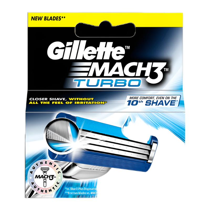 Gillette Mach3 Turbo Closer Shave Without All The Feel of Irritation Pack 2Cartridges