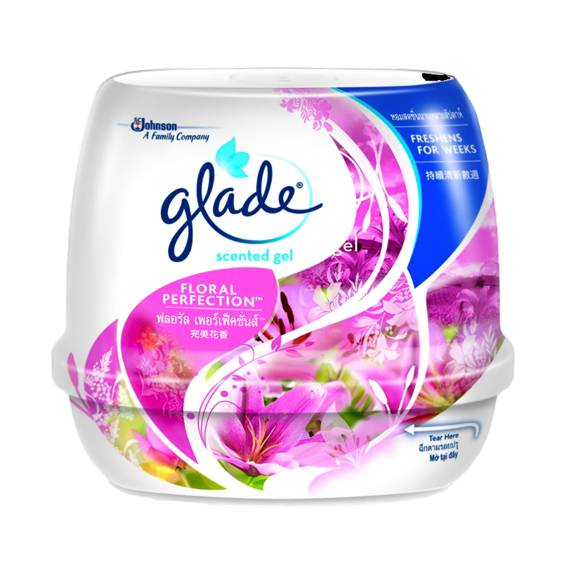 Glade Scented Gel Freshens For Weeks Floral Perfection ຂະໜາດ 180g