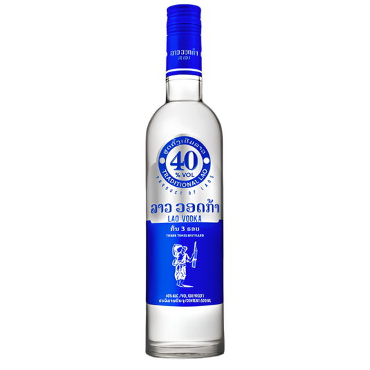 LAO VODKA TRADITIOAL LAO THREE TIMES DISTILLED 40% ALC Size 500 ML