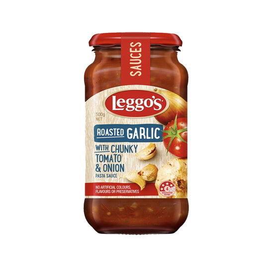 LEGGO'S ROASTED GARLIC WITH CHUNKY TOMATO & ONION PASTA SAUCE 500g