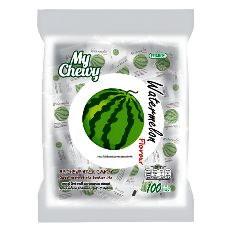 MY CHEWY Chewy Milk Candy Watermelon Flavor Size 380g Pack of 100pcs