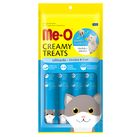 Me-O Creamy Treats Chicken &amp; Liver Flavor 15g ຊອງ 4 ຊອງ