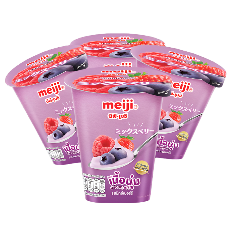 Meiji Strawberry + Mixed Berry Flavour Yoghurt 135g Pack of 4pcs