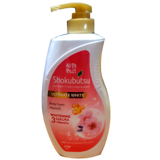 Shokubutsu Ultimate White Shower Cream Whitening 3 Sakura Vitamins ຂະໜາດ 500ml