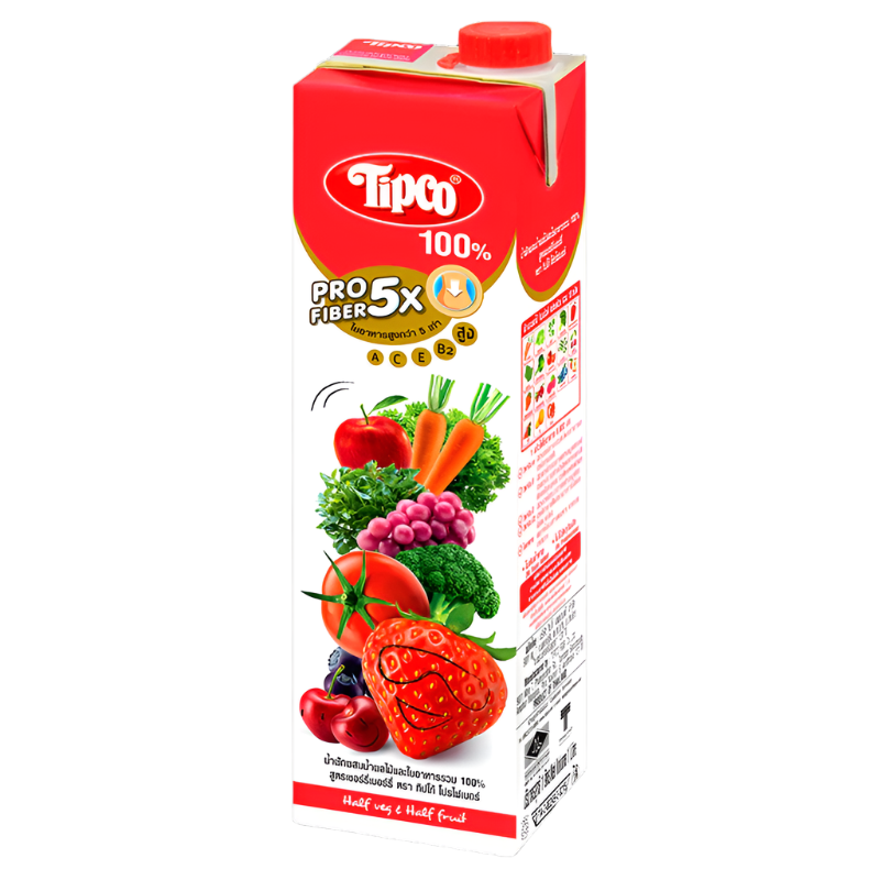 Tipco Profiber 5X Pomegranate Mixed vegetable and fruit juice 100% High Fiber Size 1L