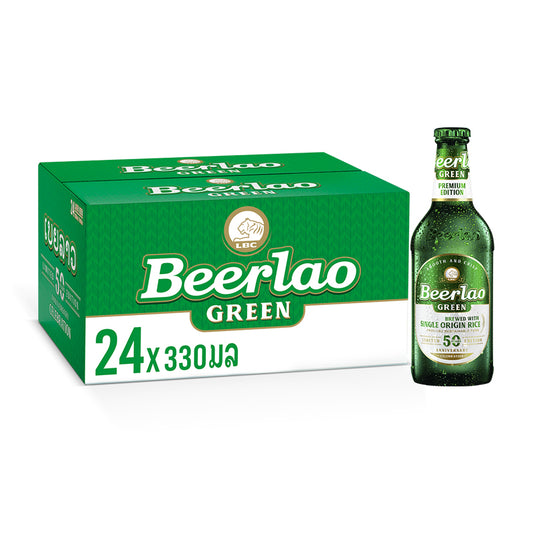 BEER LAO GREEN  BOX 330 ml OF 24 BOTTLES