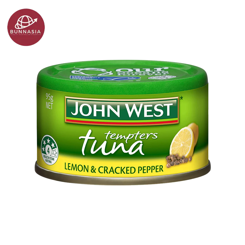 ທູນ່າກະປ໋ອງ JOHN WEST LEMON & CRACKED PEPPER TUNA 95G