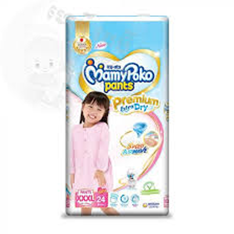 MamyPoko Pants Premium Extra Dry Speed Airwave Size XXXL 18 -35 kg Girls Diaper Pant Pack of 24 pcs