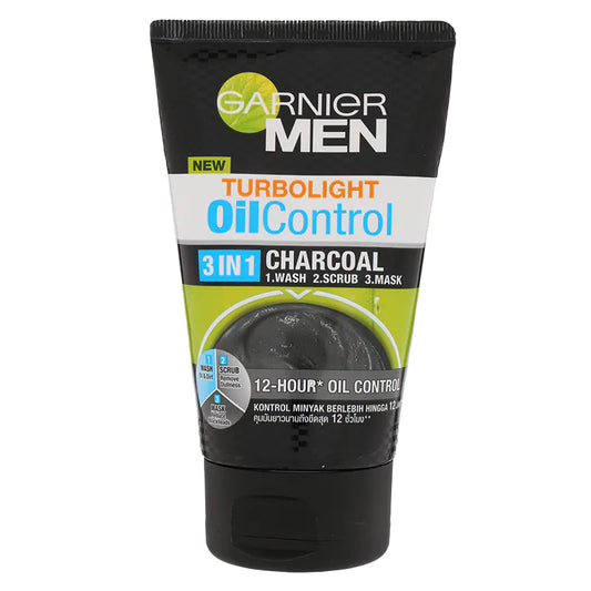 Garnier Men Turbolight Oil Control 3 In 1 Charcoal ຈາກ 100ml.