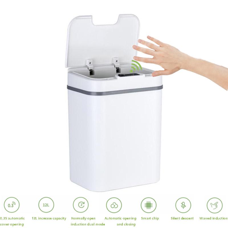 12L Automatic Waste Bin Induction Sensor Smart Trash Can Home Stainless Steel