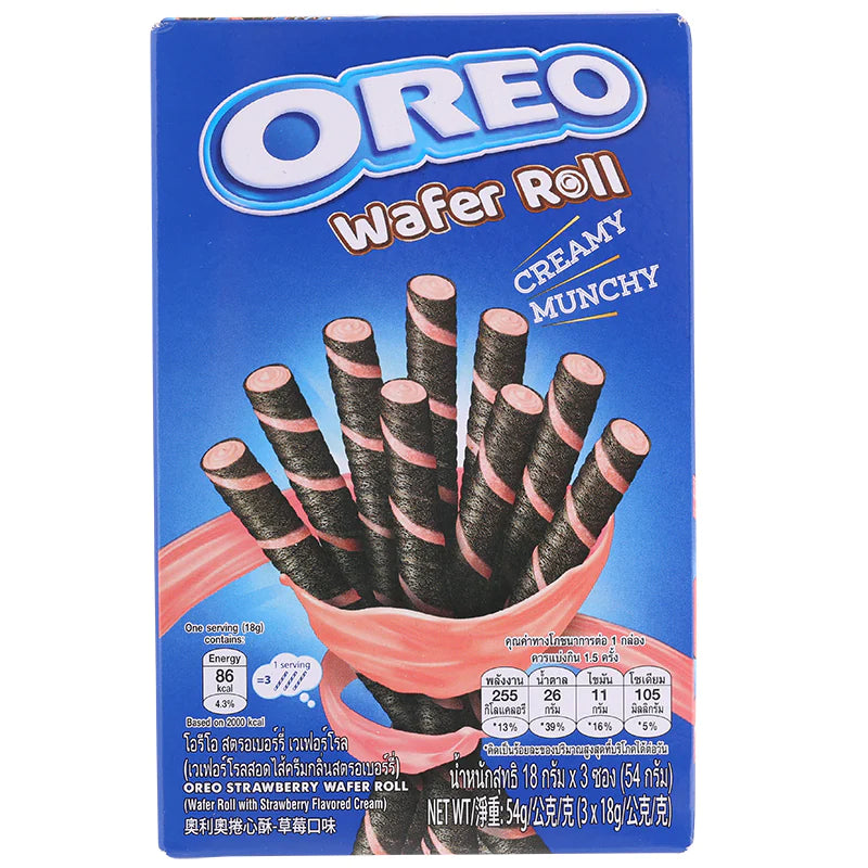 Oreo Strawberry Wafer Roll Creamy Munchy 54g 