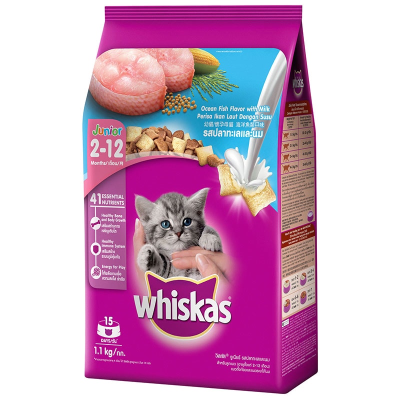 Whiskas Cat Dry Food Junior Ocean Fish with Milk 1.1kg