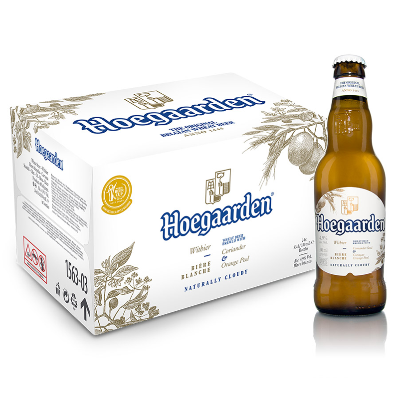 Hoegaarden Beer Brewed with Coriander Orange Peel 330ML Pack of 24 bottles