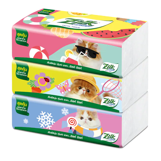 Zilk Melona Facial Tissue Soft Pack 140sheets Pack 3 PCS