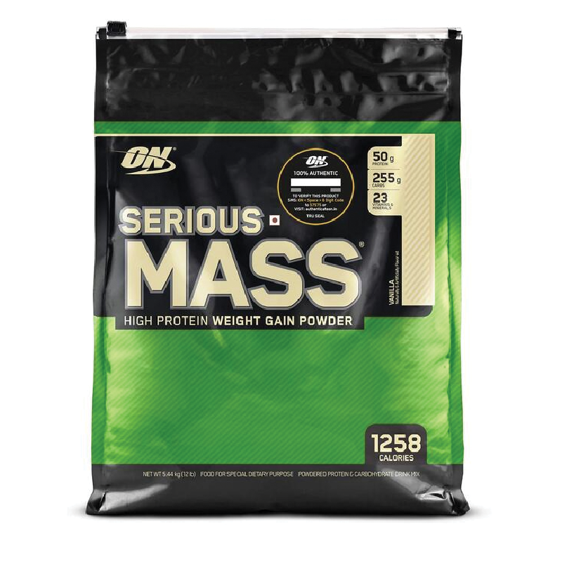 OPTIMUM NUTIRISERIOUS MASS VANILLA FLAVOUR NET WT 12LB (5.45KG) 16SERVINGS