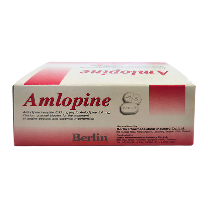 Amlopine Amlodipine besylate 6.39 mg boxes of 100 tablets.