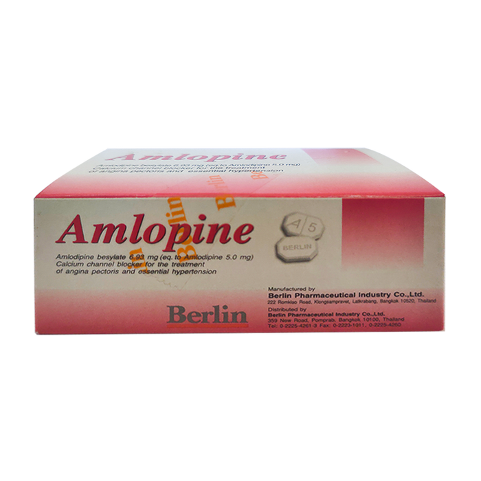 Amlopine Amlodipine besylate 6.39 mg ກ່ອງ 100 ເມັດ.