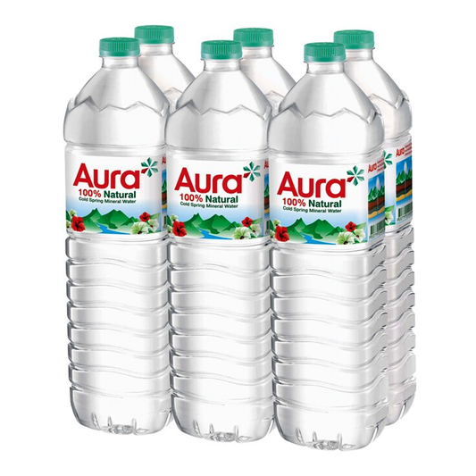 ນ້ຳດື່ມ Aura ຂະໜາດ 1500ml ຊອງ 6 ຂວດ