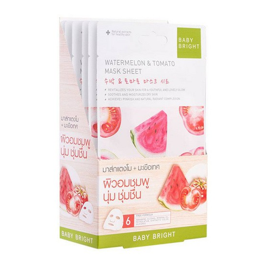 Baby Bright Watermelon & Tomato Essence Mask Sheet 20g Pack 6pcs