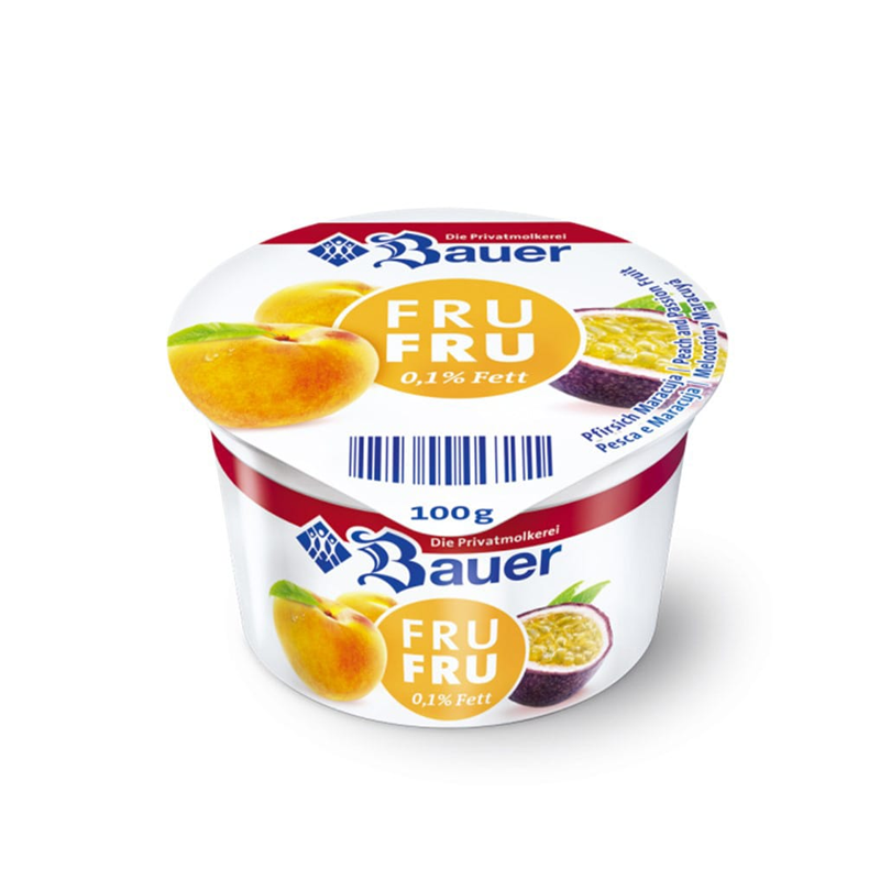 Bauer Fru Fru Peach & Passion Fruit UHT Yoghurt 100g