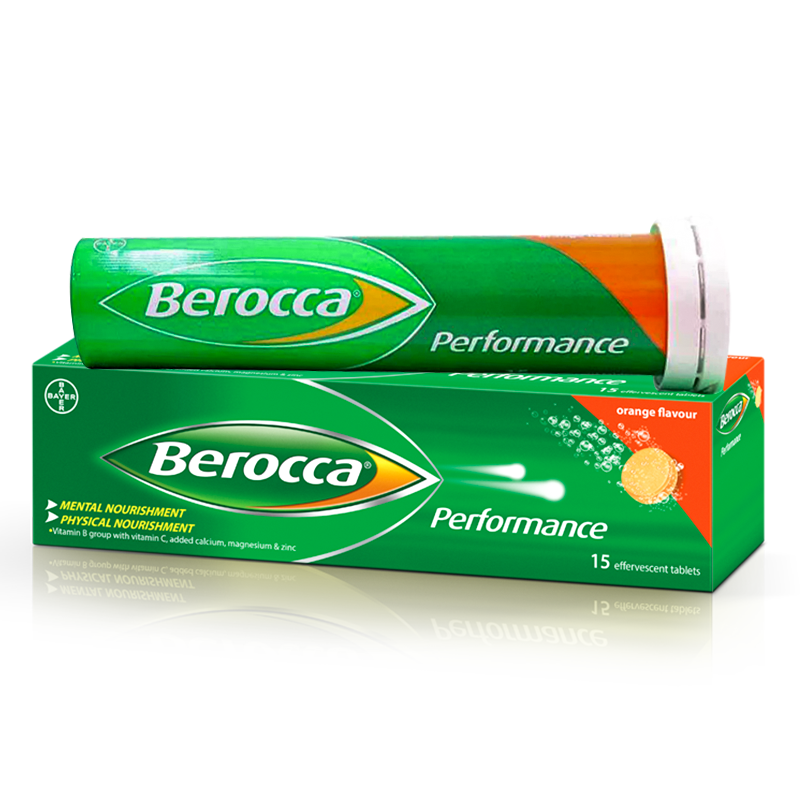 Berocca Performance Orange flavour boxes of 15 effervescent tablets