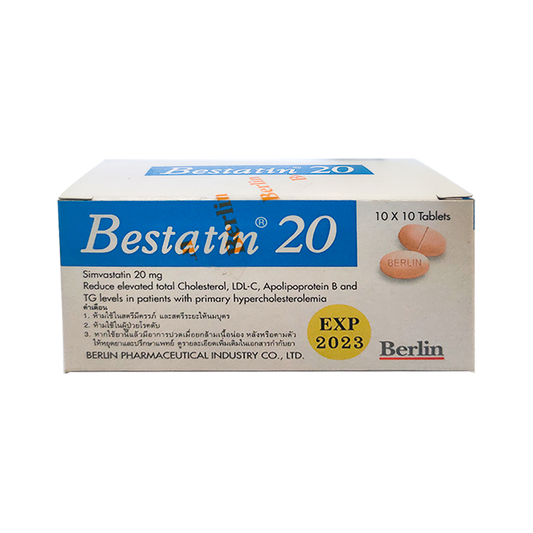 Bestatin Simvastatin 20 mg boxes of 100 tablets