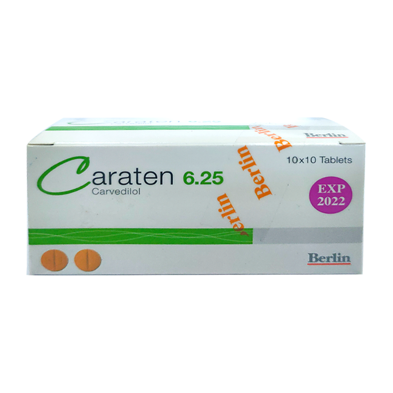 Caraten 6.25 Carvedilol boxes of 100 tablets