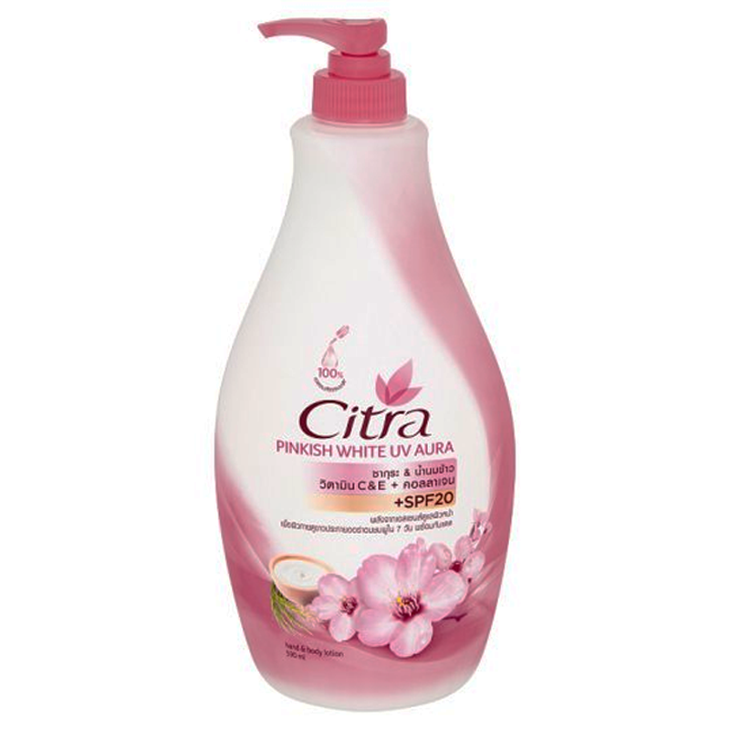 ໂລຊັ່ນບຳລຸງຜິວ Citra Pearly White UV Aura Body Lotion SPF20 Pearl & Mulberry Essence 590ml