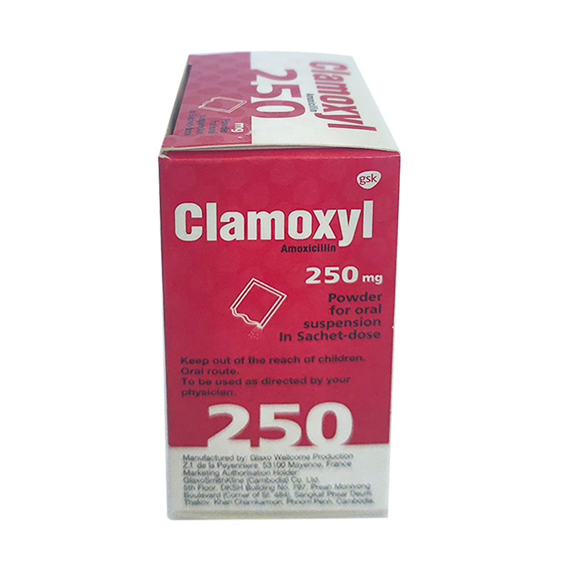 Clamoxyl Amoxicillin 250 mg Powder for oral suspension In Sachet-dose boxes of 12 Sachet-dose