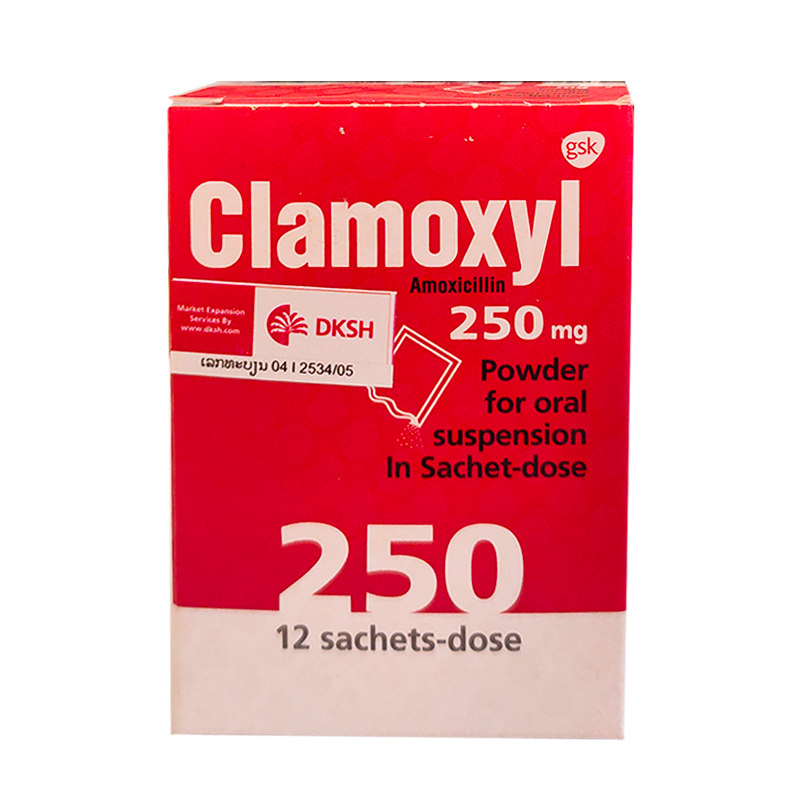 Clamoxyl Amoxicillin 250 mg Powder for oral suspension In Sachet-dose boxes of 12 Sachet-dose