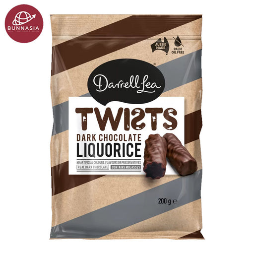 Darrell Lea Twists Dark Chocolate Liquorice 200g