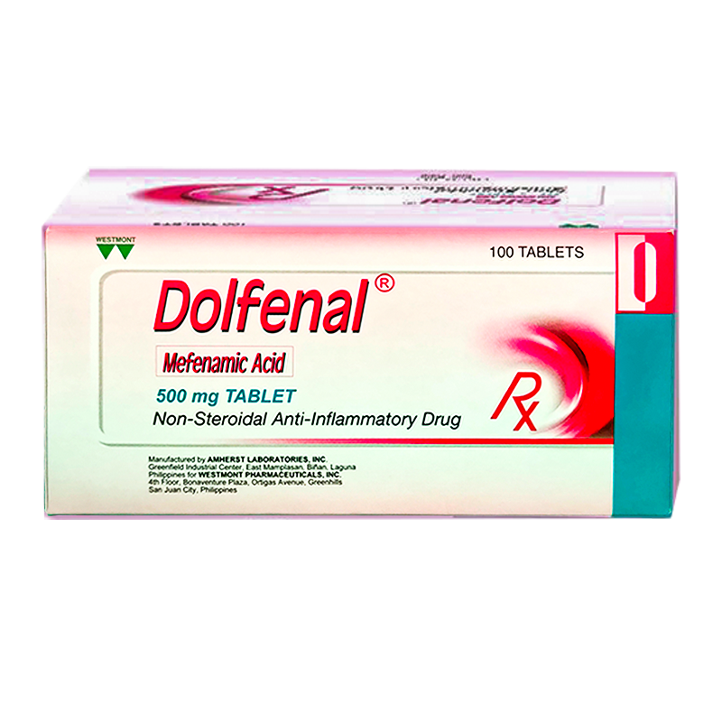 Dolfenal Mefenamic Acid Non-Steroidal Anti-Inflammatory Drug ກ່ອງບັນຈຸ 100 ເມັດ