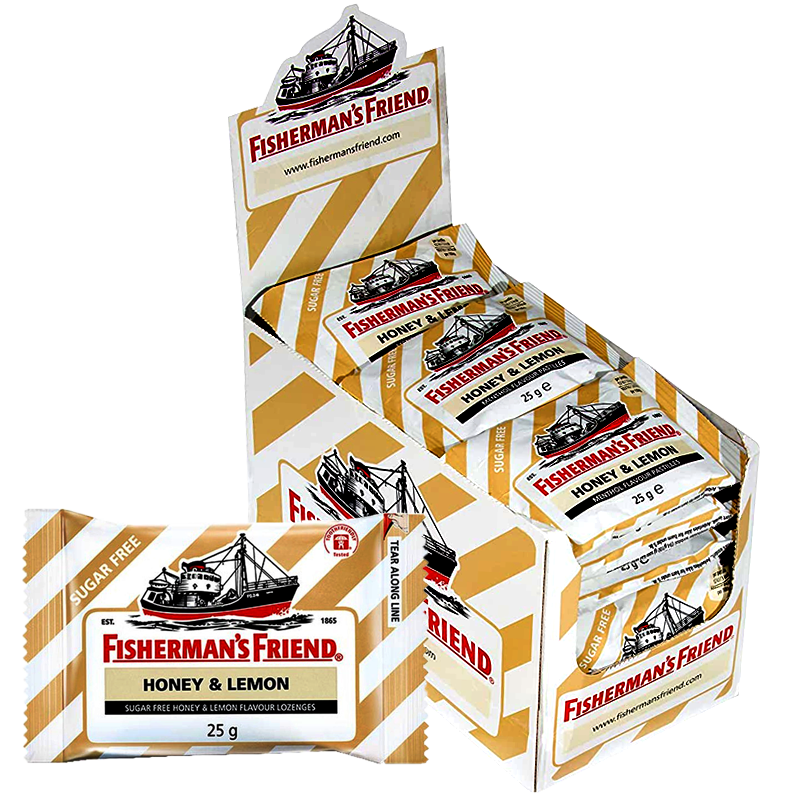 Fisherman's Friend Sugar free Honey &amp; Lemon Flavor Lozenges 25g ຊອງ 24 ປ່ຽງ