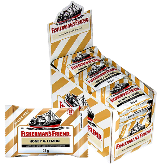 Fisherman's Friend Sugar free Honey &amp; Lemon Flavor Lozenges 25g ຊອງ 24 ປ່ຽງ