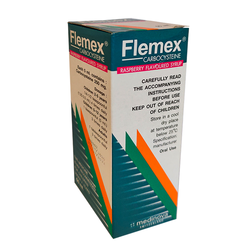 Flemex Carbocysteine ​​Raspberry Flavored Syrup ຂະໜາດ 60ml