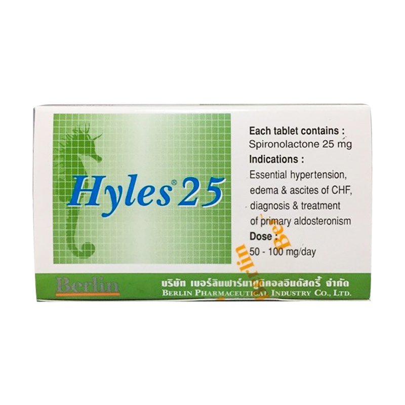 Hyles 25 mg Spironolactone ກ່ອງ 100 ເມັດ