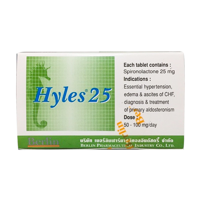 Hyles 25 mg Spironolactone ກ່ອງ 100 ເມັດ