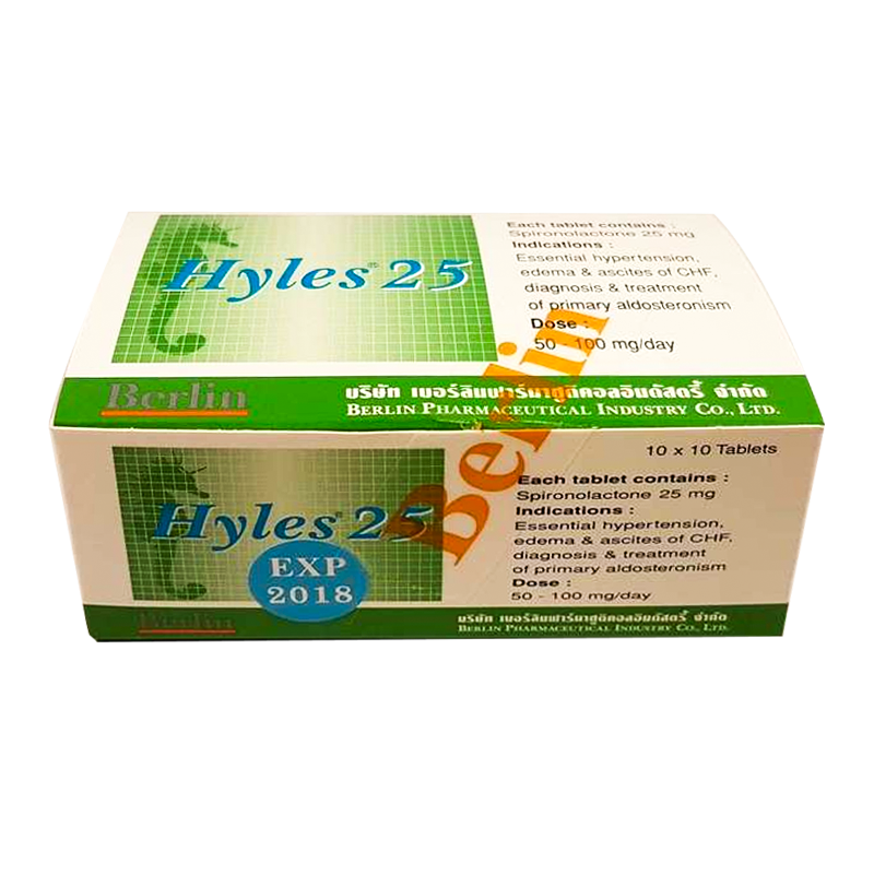 Hyles 25 mg Spironolactone ກ່ອງ 100 ເມັດ