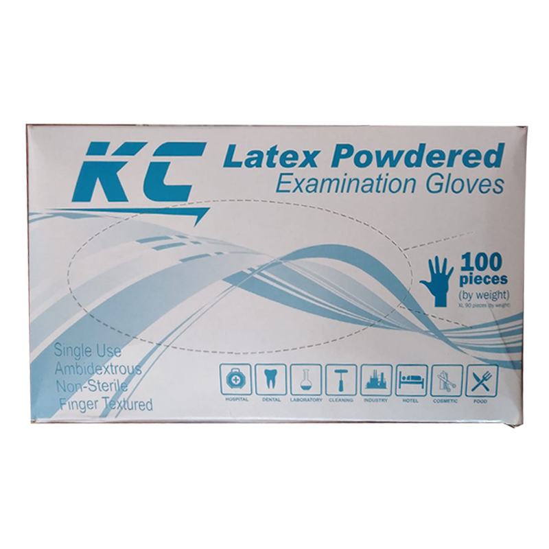 KC Latex Powdered Examination Gloves Size L Boxes 100 pcs