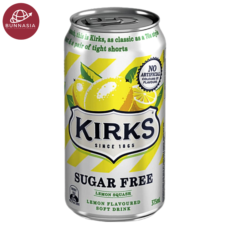 Kirks Lemon Squash Sugar Free  Flavour Soft Drink Can 375ml