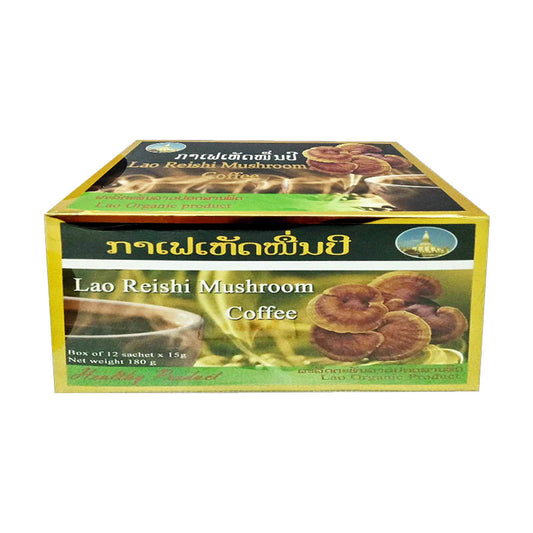 Lao Orgacin Lao Reishi Mushroom Coffee Size 15g box of 12 sachet