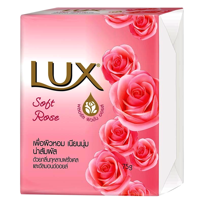 Lux Bar Soap Soft Rose Scent Formula Floral Fusion Oil ຂະໜາດ 75g ຊອງ 4pcs