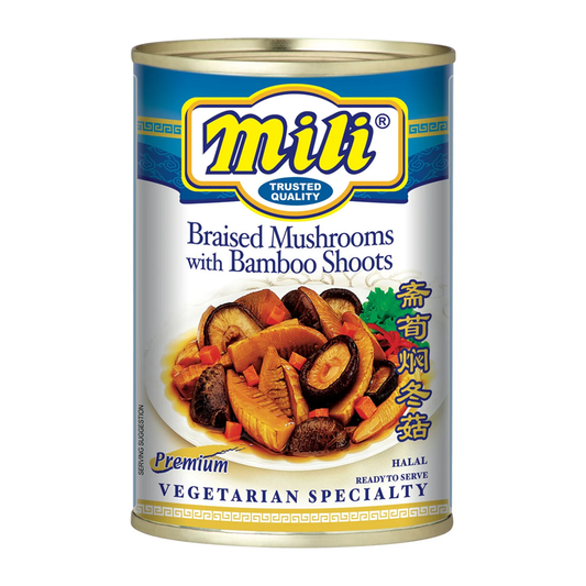 ເຫັດກະປ໋ອງ MILI BRAISED MUSHROOMS WITH BAMBOO SHOOTS 280G