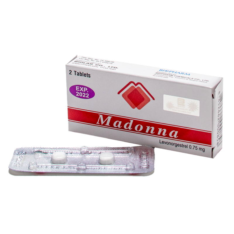 Madonna Levonorgestrel 0.75 mg ກ່ອງ 2 ເມັດ